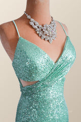 Formal Dress Store, Mint Green Sequin Mermaid Long Party Dress
