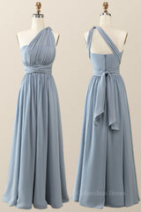 Bridesmaids Dress Designers, Misty Blue Chiffon Convertible Bridesmaid Dress