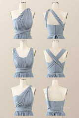 Bridesmaids Dress Designs, Misty Blue Chiffon Convertible Bridesmaid Dress