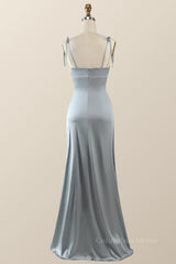 Prom Dress Inspiration, Misty Blue Straps Ruffle A-line Bridesmaid Dress