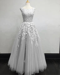 Prom Dress 13, Modest Prom Dresses Tulle Cap Sleeves Lace Embroidery