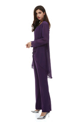 Prom Dress Long Mermaid, Mother of The Bride Dresses Pants Suit Long Sleeves with Jacket Outfit