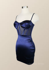 Formal Dress Vintage, Navy Blue Corset Bodycon Mini Dress
