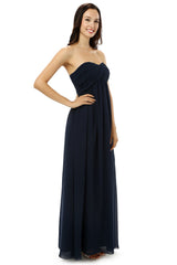 Party Dress For Teens, Navy Blue Sweetheart Chiffon With Pleats Bridesmaid Dresses