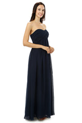 Party Dresses For Teen, Navy Blue Sweetheart Chiffon With Pleats Bridesmaid Dresses