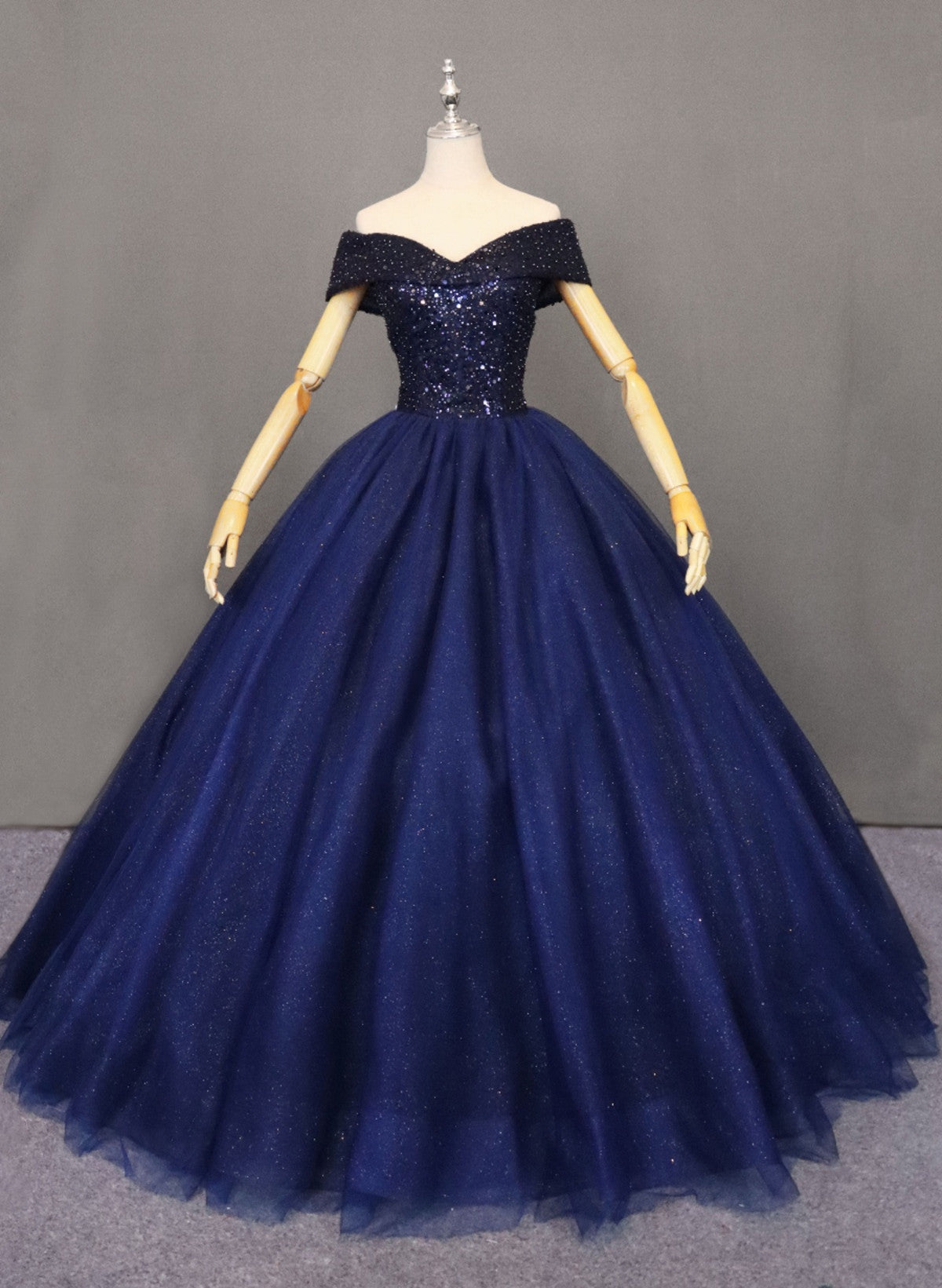Bridesmaid Dresses Burgundy, Navy Blue Tulle Beaded Ball Gown Sweet 16 Dress, Blue Tulle Prom Dress Party Dress