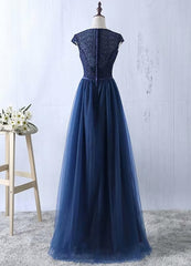 Short Black Dress, Navy Blue Tulle Long Bridesmaid Dresses, Navy Blue Bridesmaid Dresses