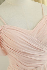 Prom Dress Shop Near Me, Off the Shoulder Blush Pink Bridesmaid Dress