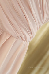 Prom Dresses V Neck, Off the Shoulder Blush Pink Bridesmaid Dress