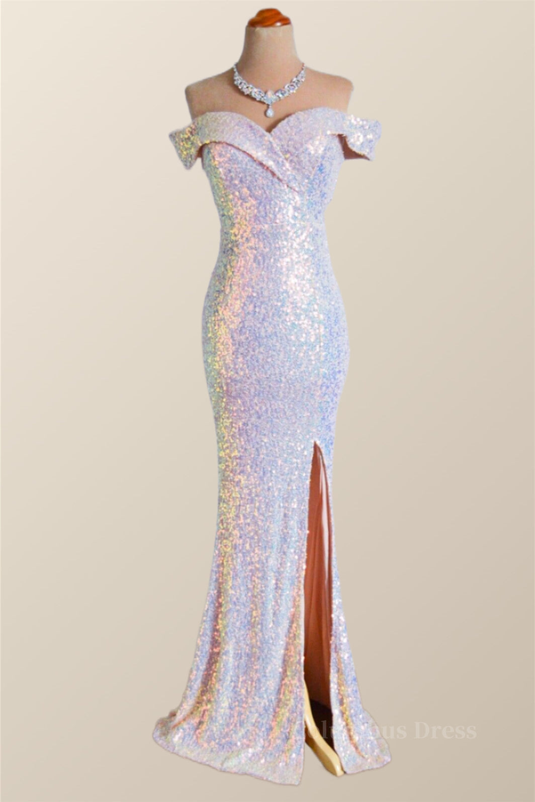 Formal Dresses Short, Off the Shoulder Champagne Sequin Mermaid Party Dress