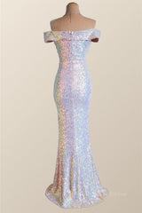 Formal Dresses 2026, Off the Shoulder Champagne Sequin Mermaid Party Dress