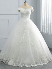 Wedding Dress Straps, Off-the-Shoulder Lace Sequins Ball Gown Wedding Dresses