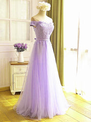Winter Formal Dress Short, Off the Shoulder Purple Lace Prom Dresses, Purple Off Shoulder Lace Formal Bridesmaid Dresses