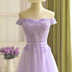 Prom Dress Ideas, Off the Shoulder Purple Lace Prom Dresses, Purple Off Shoulder Lace Formal Bridesmaid Dresses