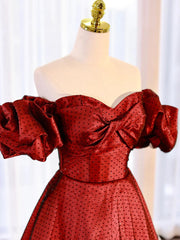 Bridesmaid Dresses Websites, Off the Shoulder Red Long Prom Dresses, Off Shoulder Red Long Formal Evening Dresses
