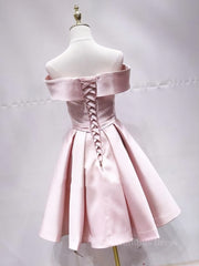 Party Dresses Styles, Off the Shoulder Short Pink Prom Dresses, Short Pink Formal Evening Graduation Dresses