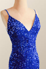 Prom Dresses 2041 Short, Sparkle Royal Blue Sequin Mermaid Prom Dress