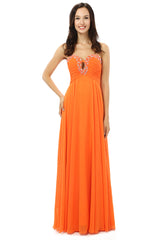 Party Dress Near Me, Orange Chiffon Cut Out Sweetheart With Pleats Bridesmaid Dresses