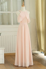 Prom Dress Online, Peach Chiffon Long Mismatched Bridesmaid Dresses