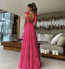 Formal Dresses Outfits, Pink Backless Prom Dress, Evening Dress