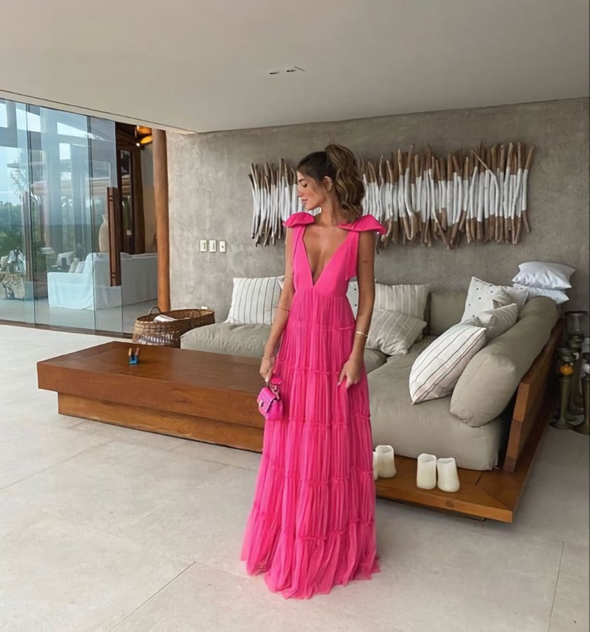 Formal Dresses Outfit, Pink Backless Prom Dress, Evening Dress