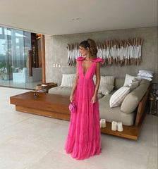 Formal Dresses Outfit, Pink Backless Prom Dress, Evening Dress