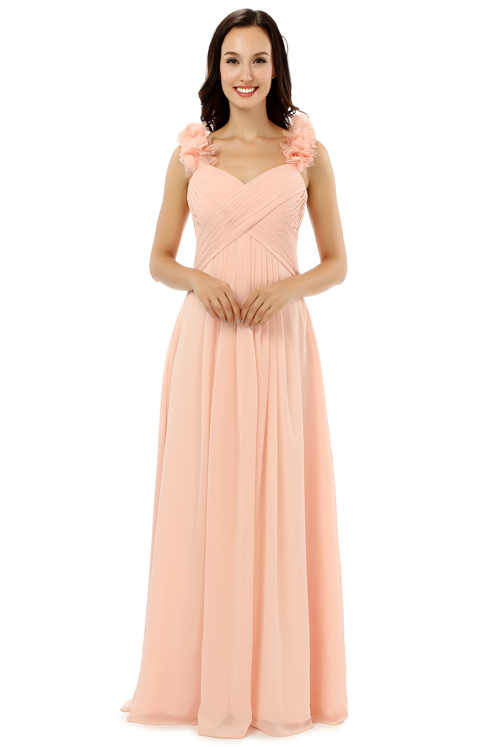 Party Dress Style, Pink Chiffon Halter Backless With Pleats Bridesmaid Dresses
