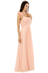 Party Dress Hair Style, Pink Chiffon Halter Backless With Pleats Bridesmaid Dresses
