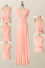 Dressy Outfit, Pink Convertible Long Bridesmaid Dress
