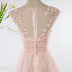 Wedding Dress Under 200, Pink Elegant Tulle A-line Floor Length Wedding Party Dresses, Light Pink Gown