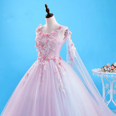 Prom Dress Shop, Pink Flowers Long Formal Dresses, Pink Sweet 16 Gown Party Dresses