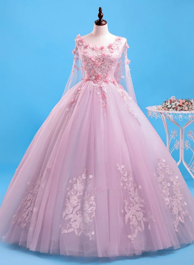 Prom Dress Shopping, Pink Flowers Long Formal Dresses, Pink Sweet 16 Gown Party Dresses