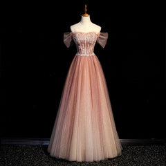 Prom Dresses Long, Pink Gradient Beaded Sweetheart Party Dress, Pink Gradient Evening Party Dresses