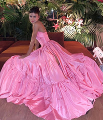 Cute Summer Dress, Pink Leg Split Prom Dress,Women Sexy Elegant Party Dresses