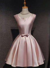 Party Dress Ideas For Winter, Pink Satin Short Party Dress , Lovely Satin Homecoming Dress