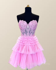 Girlie Dress, Pink Sweetheart Lace and Ruffles Short Tulle Dress