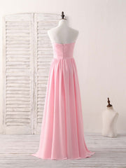 Party Dresses For Christmas Party, Pink Sweetheart Neck Chiffon High Low Prom Dress, Bridesmaid Dress