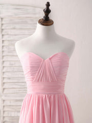Party Dress Up Ideas Halloween Costumes, Pink Sweetheart Neck Chiffon High Low Prom Dress, Bridesmaid Dress