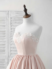 Slip Dress, Pink Sweetheart Neck Short Prom Dress Pink Homecoming Dresses