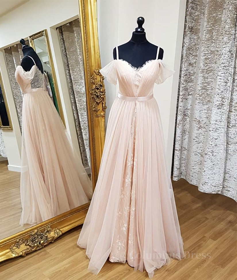 Evening Dresses Australia, Pink sweetheart neck tulle long prom dress, pink evening dress