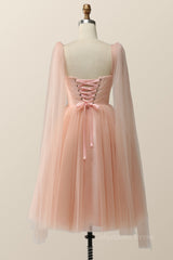 Homecoming Dresses Aesthetic, Pink Tulle Corset Short Party Dress