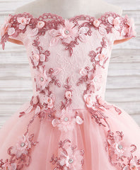 Orange Dress, Pink Tulle Lace Applique Short Flower Girl Dresses