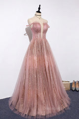 Prom Dresses 2023, Pink tulle lace long prom dress pink tulle formal dress
