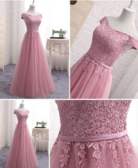 Homecoming Dresses Sweetheart, Pink Tulle Long Party Dress , Cute Off Shoulder Bridesmaid Dresses