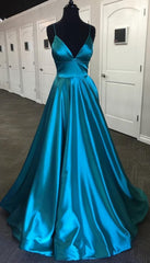 Prom Dresses Guide, Pretty Royal Blue A-line Spaghetti Straps Prom Dresses, Evening Dresses