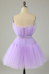 Bridesmaids Dress Designers, Princess Lavender A-line Short Party Dress with Ribbon