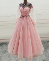 Prom Dresses Off Shoulder, Princess Long Sleeves Prom Dresses Tulle Pearls Quinceanera Dress