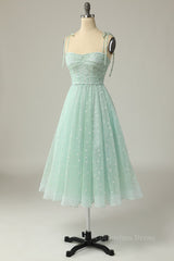 Bridesmaids Dress Online, Princess Mint Green Daisy Midi Party Dress