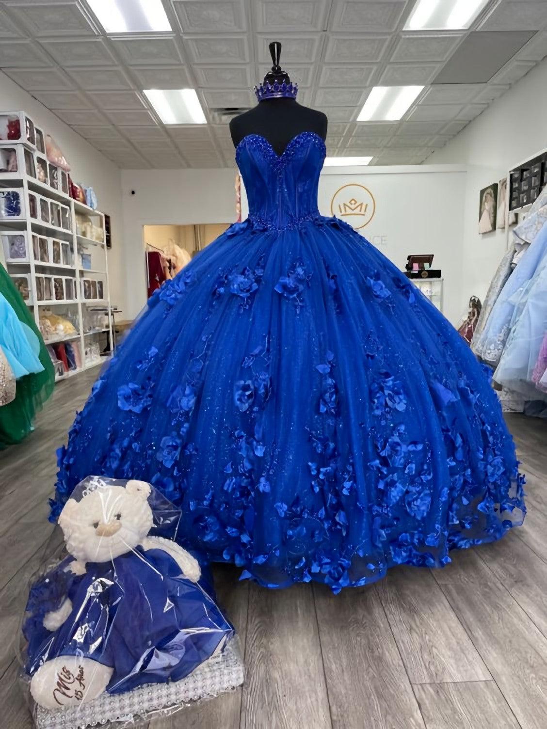Party Dresses For Teenage Girl, Royal Blue Quinceanera Dress Ball Gown With Appliques Flowers Princess Sweet 16 Dresses