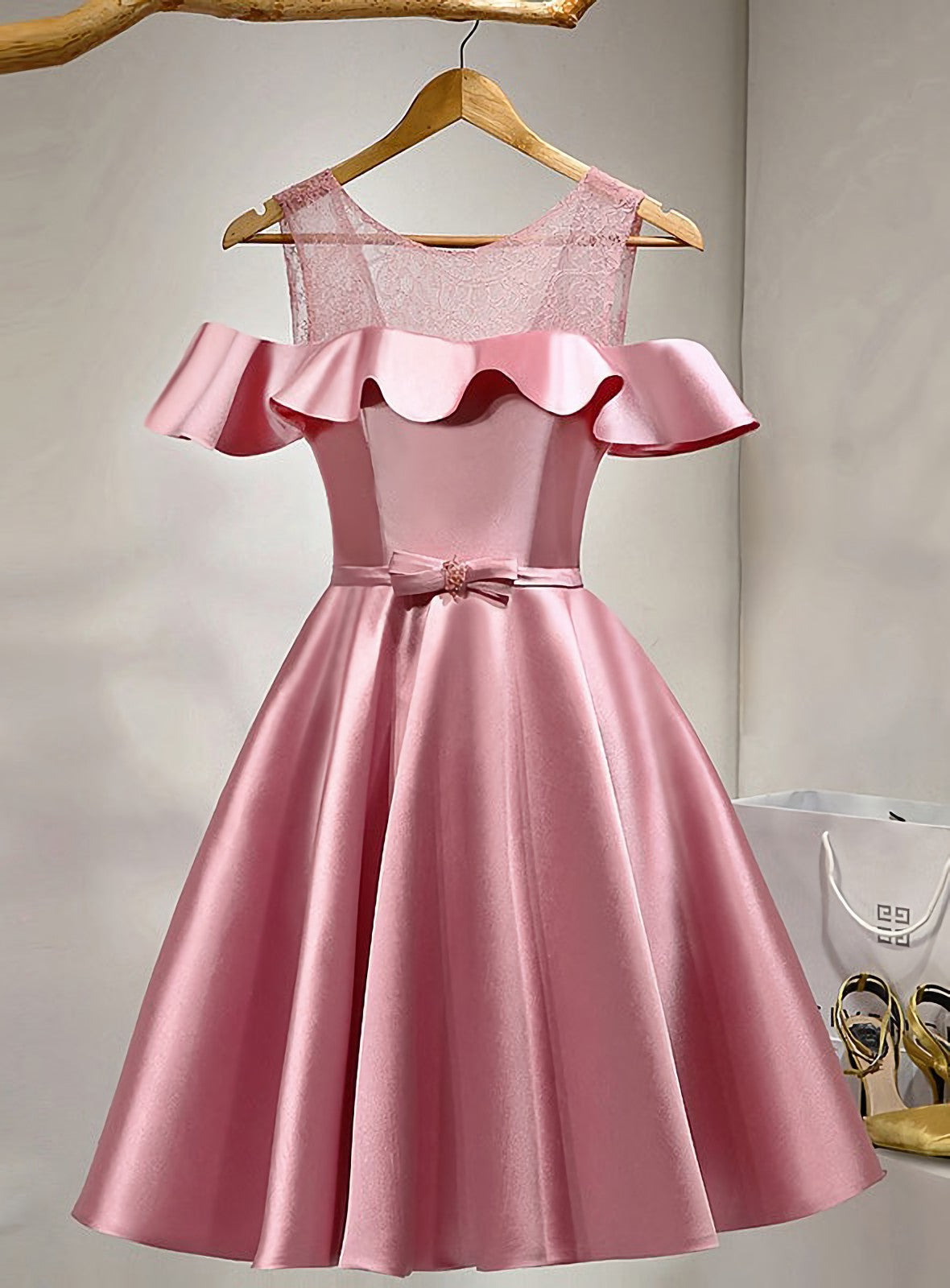 Prom Dress Long Elegent, Pink Short Girls Cute Short Prom Dresses